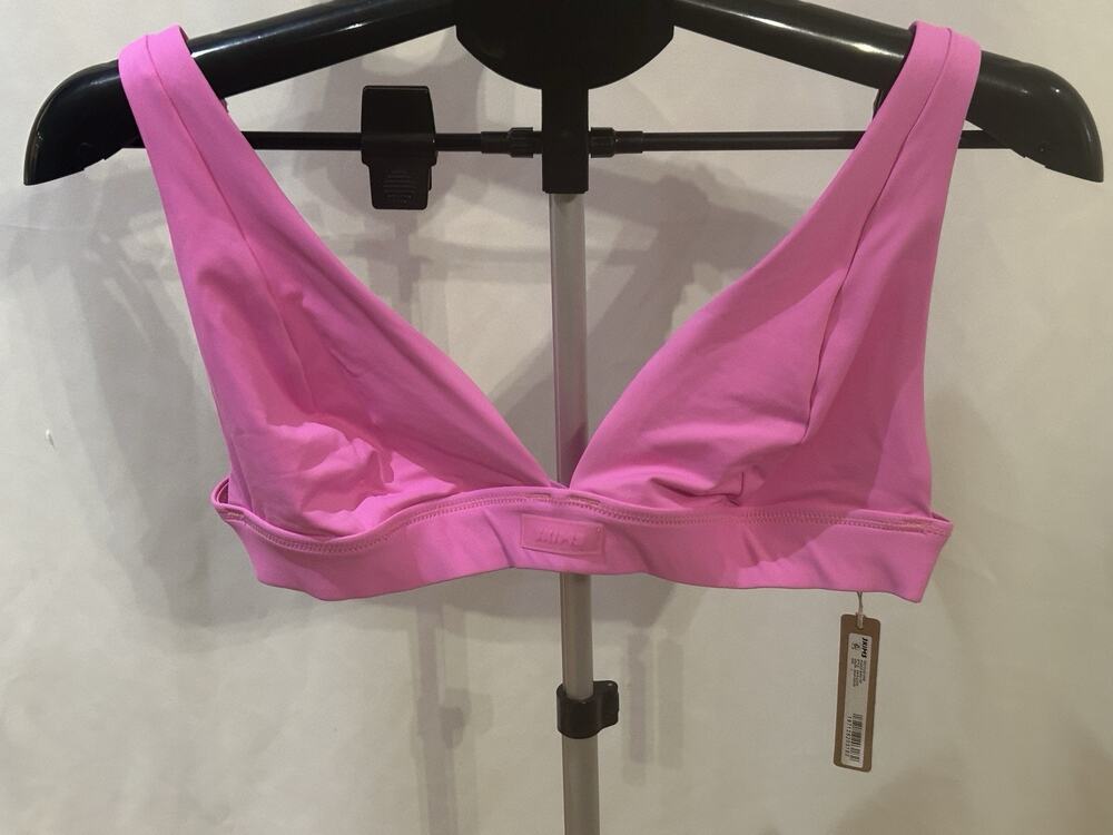 NWT Skims Neon Orchid Recycled Swim Plunge Bikini Top Women's Size L